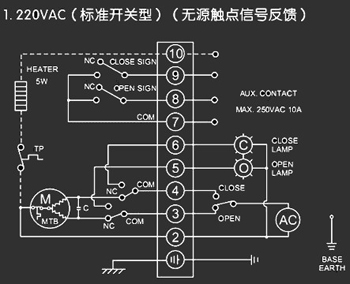 220VAC標(biāo)準(zhǔn)開(kāi)關(guān)型<a href='http://www.2005cn.com/Product/diefa/diandongdiefa/' target='_blank'>電動(dòng)<a href='http://www.2005cn.com/Product/diefa/' target='_blank'>蝶閥</a></a>接線圖