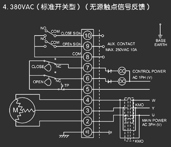 380VAC標(biāo)準(zhǔn)開(kāi)關(guān)型<a href='http://www.2005cn.com/Product/diefa/diandongdiefa/' target='_blank'>電動(dòng)<a href='http://www.2005cn.com/Product/diefa/' target='_blank'>蝶閥</a></a>接線圖