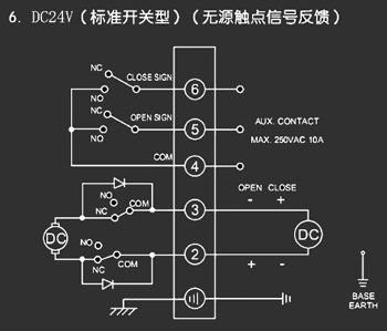 ＤＣ24Ｖ標(biāo)準(zhǔn)開(kāi)關(guān)型<a href='http://www.2005cn.com/Product/diefa/diandongdiefa/' target='_blank'>電動(dòng)<a href='http://www.2005cn.com/Product/diefa/' target='_blank'>蝶閥</a></a>接線圖